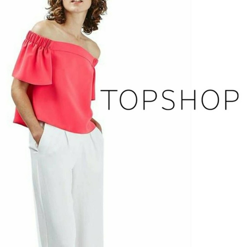 Topshop Coral Off-Shoulder Blouse